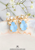 Powder Blue Bridal Stud Crystal Earrings, Light Blue Earrings, Powder Blue Wedding Earrings, Gift For Her, Bridesmaids Gifts, Blue Studs
