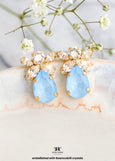 Powder Blue Bridal Stud Crystal Earrings, Light Blue Earrings, Powder Blue Wedding Earrings, Gift For Her, Bridesmaids Gifts, Blue Studs