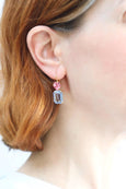 Red Blue Stud Bridal Earrings, Light Blue Red Heart Stud Earrings, Heart Stud Earrings, Bridal Blue Earrings, Gift for Her, Heart Earrings