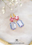 Red Blue Stud Bridal Earrings, Light Blue Red Heart Stud Earrings, Heart Stud Earrings, Bridal Blue Earrings, Gift for Her, Heart Earrings