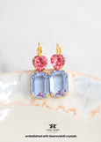 Red Blue Stud Bridal Earrings, Light Blue Red Heart Stud Earrings, Heart Stud Earrings, Bridal Blue Earrings, Gift for Her, Heart Earrings