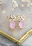 Powder Pink Bridal Stud Crystal Earrings, Light Pink Earrings, Patel Pink Wedding Earrings, Gift For Her, Bridesmaids Gifts, Pink Studs