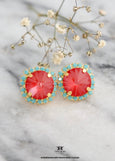 Poppy Red Stud Earrings, Red Blue Crystal Earrings, Gift for Her, Poppy Red Embellished With Swarovski Crystals Stud, Gift For Her