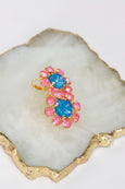 Blue Pink Crystal Earrings, Pink Blue Flower Drop Earrings, Blue Crystal Lever Back Earrings, Gift For Her, Bridesmaids Jewelry