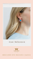 Blue Pink Crystal Earrings, Pink Blue Flower Drop Earrings, Blue Crystal Lever Back Earrings, Gift For Her, Bridesmaids Jewelry
