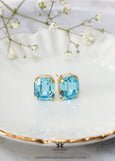 Light Blue Stud Earrings, Bridal Blue Aquamarine Crystal Stud Earrings, Bridesmaids Blue Earrings, Bridal Blue Studs, Gift For Her