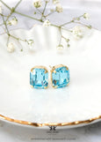 Light Blue Stud Earrings, Bridal Blue Aquamarine Crystal Stud Earrings, Bridesmaids Blue Earrings, Bridal Blue Studs, Gift For Her