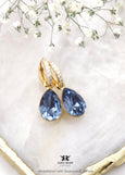 Blue Denim Crystal Earrings, Bridal Blue Crystal Huggie Earrings, Bridesmaids Blue Navy Earrings, Bridal Blue Studs, Gift For Her