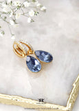 Blue Denim Crystal Earrings, Bridal Blue Crystal Huggie Earrings, Bridesmaids Blue Navy Earrings, Bridal Blue Studs, Gift For Her