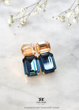 Blue Navy Crystal Stud Earrings, Swarovski Embellished Navy Blue Earrings, Emerald Cut Earrings, Bridal Blue Sapphire Earrings, Gift for Her