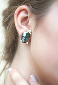 Skull Earrings, Sugar Skull Earrings, Icy Blue Skull Studs, Gothic Bride Jewelry, Rock N Roll Bride Earrings, Halloween Jewelry