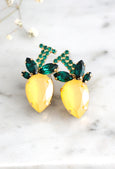 Fruit Collection Lemon Crystal Cluster Earrings