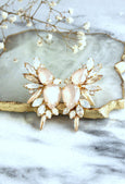 Andrea Ivory Cream Austrian Crystal Statement Climbing Bridal Gold Earrings