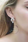 Pink Cluster Crystal Earrings, Hot Pink Fuchsia Crystal Earrings, Bridal Pink Crystal Stud Earrings, Magenta Crystal Cluster Earrings