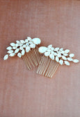 Amanda Bridal Hair Comb White Opal Clear Crystals
