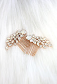 Amanda Bridal Hair Comb White Opal Clear Crystals