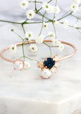 Abby Blue Navy White Pearl Crystal Crystal Bracelet