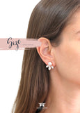 Bridal Pearl Crystal Earrings, Bridesmaids White Vegan Pearl Earrings