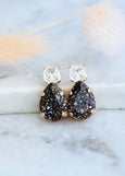 Dark Gray Stud Earrings, Black Gold Stud Earrings, Gift For Her
