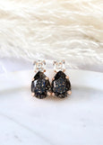 Dark Gray Stud Earrings, Black Gold Stud Earrings, Gift For Her