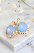 Blue Drop Earrings, Bridal Light Blue Crystal Earrings