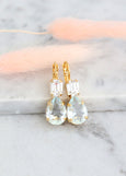 Aquamarine Earrings, Light Blue Drop Earrings, Aquamarine Teardrop Crystal