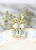 Aquamarine Earrings, Light Blue Drop Earrings, Aquamarine Teardrop Crystal