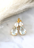 Aquamarine Earrings, Light Blue Drop Earrings, Aquamarine Teardrop Crystal