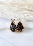 Dark Gray Stud Earrings, Black Gold Stud Earrings, Gift For Her