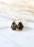 Dark Gray Stud Earrings, Black Gold Stud Earrings, Gift For Her