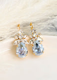 Dusty Blue Earrings, Bridal Dusty Blue Earrings, Dusty Blue Crystal Drop Earrings, Bridal Dusty Blue Drop Earrings, Bridesmaids Earrings