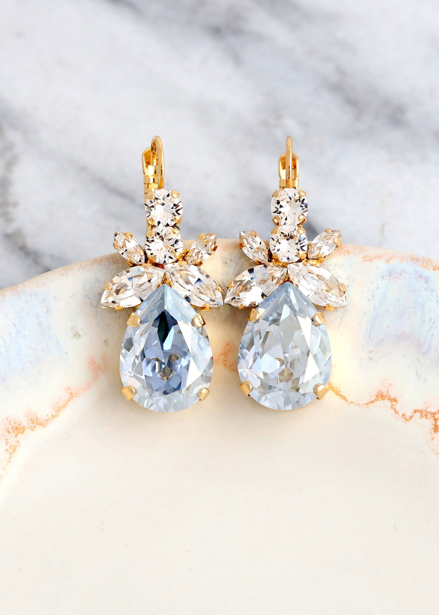 Dusty Blue Earrings, Bridal Dusty Blue Earrings, Dusty Blue Crystal Drop Earrings, Bridal Dusty Blue Drop Earrings, Bridesmaids Earrings