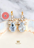 Dusty Blue Earrings, Bridal Dusty Blue Earrings, Dusty Blue Crystal Drop Earrings, Bridal Dusty Blue Drop Earrings, Bridesmaids Earrings