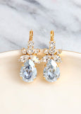 Dusty Blue Earrings, Bridal Dusty Blue Earrings, Dusty Blue Crystal Drop Earrings, Bridal Dusty Blue Drop Earrings, Bridesmaids Earrings
