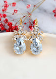 Dusty Blue Earrings, Bridal Dusty Blue Earrings, Dusty Blue Crystal Drop Earrings, Bridal Dusty Blue Drop Earrings, Bridesmaids Earrings