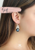 Dusty Blue Earrings, Bridal Dusty Blue Earrings, Dusty Blue Crystal Drop Earrings, Bridal Dusty Blue Drop Earrings, Bridesmaids Earrings