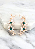 Ear Climber Earrings, Emerald Ear cuff Earrings, Bridal Climber Crystal Earrings, Green Ear Cuff Earrings, Trending Bridal Emerald Earrings