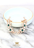 Ear Climber Earrings, Emerald Ear cuff Earrings, Bridal Climber Crystal Earrings, Green Ear Cuff Earrings, Trending Bridal Emerald Earrings