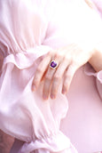 Purple Gold Ring, Purple Cocktail Ring, Purple Crystal Adjustable Ring, Amethyst Crystal Ring, Gift For Her, Amethyst Silver Adjustable Ring