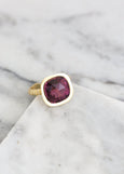 Purple Gold Ring, Purple Cocktail Ring, Purple Crystal Adjustable Ring, Amethyst Crystal Ring, Gift For Her, Amethyst Silver Adjustable Ring