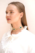 Emerald Green Choker Necklace, Bridal Emerald Necklace, Statement Choker Necklace, Bridal Statement Necklace, Crystal Choker Gold Necklace
