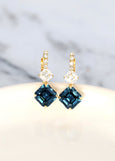 Blue Navy Earrings, Bridal Blue Navy Crystal Earrings. Bridal Sapphire Crystal Earrings, Bridesmaids Earrings, Blue Marine Gold Earrings