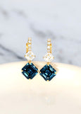 Blue Navy Earrings, Bridal Blue Navy Crystal Earrings. Bridal Sapphire Crystal Earrings, Bridesmaids Earrings, Blue Marine Gold Earrings