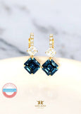Blue Navy Earrings, Bridal Blue Navy Crystal Earrings. Bridal Sapphire Crystal Earrings, Bridesmaids Earrings, Blue Marine Gold Earrings