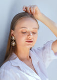 Pearl Bridal Earring, Modern Pearl Earrings, Bridal Pearl Chandelier Crystal Earrings, Long Crystal Bridal Pearl Earrings, Pearl Earrings