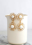 Pearl Bridal Earring, Modern Pearl Earrings, Bridal Pearl Chandelier Crystal Earrings, Long Crystal Bridal Pearl Earrings, Pearl Earrings