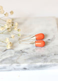 Coral Earrings, Coral Drop Silver Earrings, Coral Sterling Silver Earrings, Coral Drop Earrings, Bridesmaids Coral Earrings, Gift For Woman