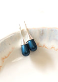 Blue Pearl Earrings, Petrol Blue Drop Silver Earrings, Blue Navy Sterling Silver Earrings, Blue Drop Earrings, Gift For Woman, Blue Drops