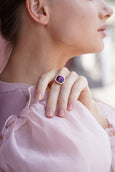 Purple Gold Ring, Purple Cocktail Ring, Purple Crystal Adjustable Ring, Amethyst Crystal Ring, Gift For Her, Amethyst Silver Adjustable Ring