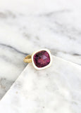 Purple Gold Ring, Purple Cocktail Ring, Purple Crystal Adjustable Ring, Amethyst Crystal Ring, Gift For Her, Amethyst Silver Adjustable Ring